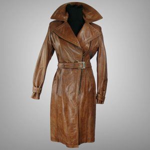 New Genuine Belstaff Leather Long Iver Pilots Coat EU 42 Italy Antique Cuer
